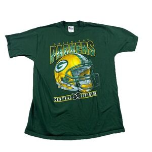 Vintage Pro Player Green Bay Packers‎ Shirt Men's Large Helmet Graphic Made USA